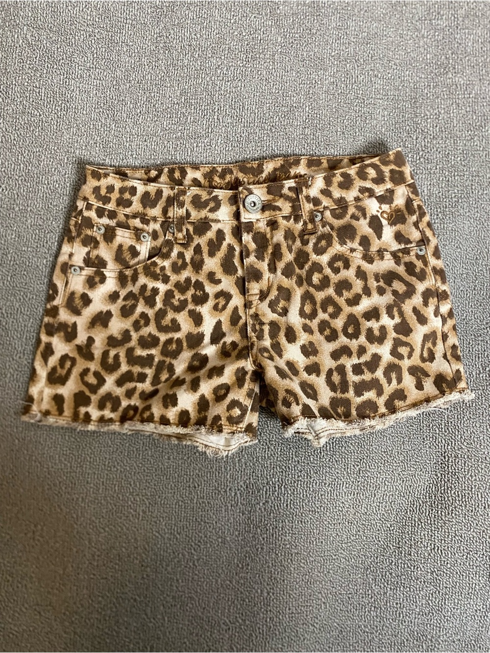 Justice Girls Leopard Print Denim Shorts - CutOff Kids Back to School
